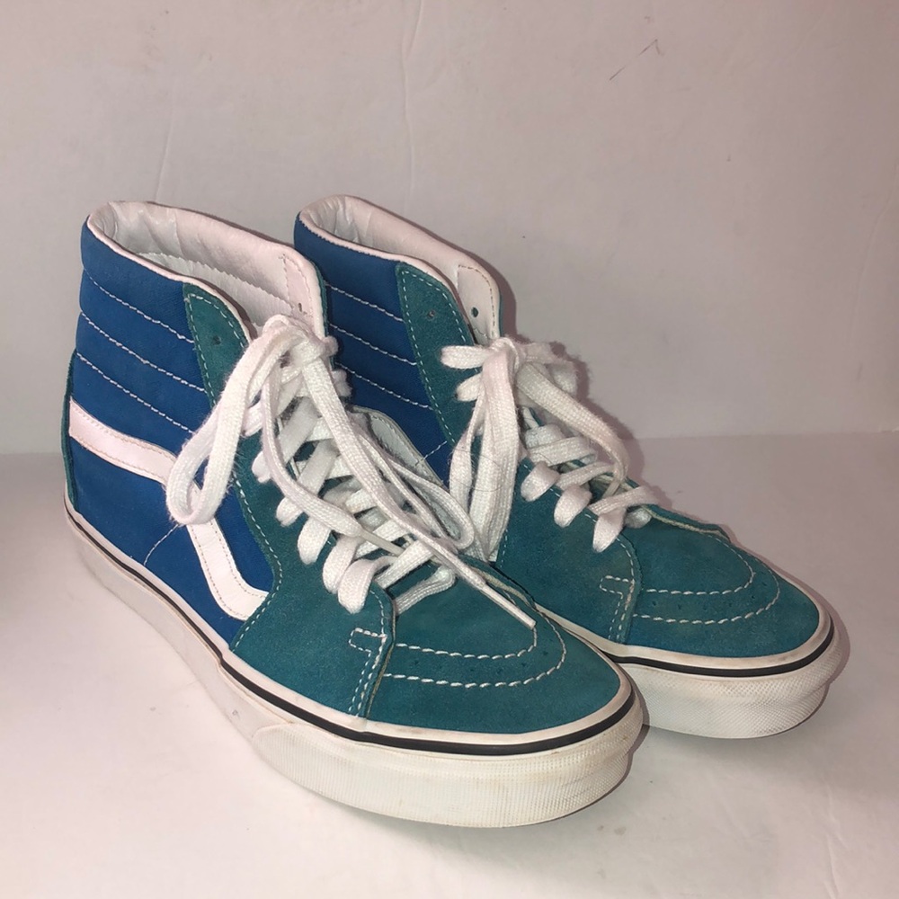 Vans Blue and White High-Top Athletic Shoes